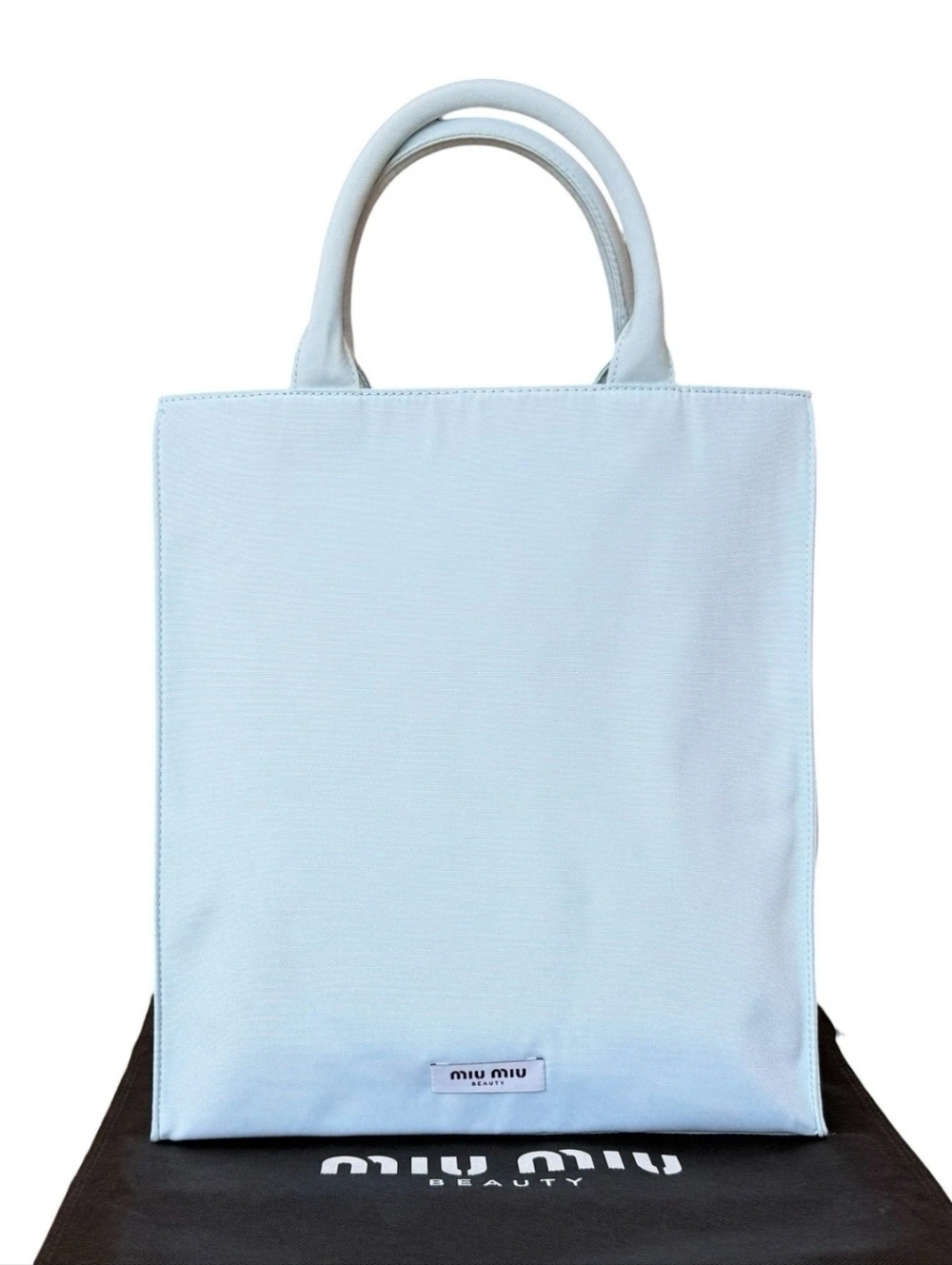 Miu Miu Pale Blue Canvas Vertical Tote